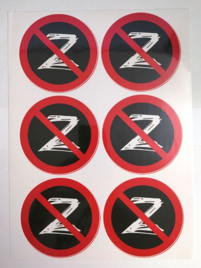Bogen mit 6 Stickern mit durchgestrichenem Z im Verbotschild